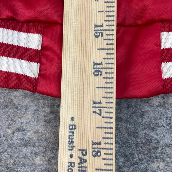 VTG Locker Line Cincinnati Reds Satin Bomber Jacket Red Toddler Size 3 90s - Picture 7 of 10